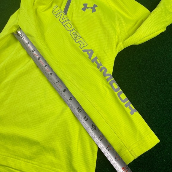 Under Armour ColdGear Boys Youth M Quarter Zip Pullover Long Sleeve Shirt Yellow - Picture 5 of 6